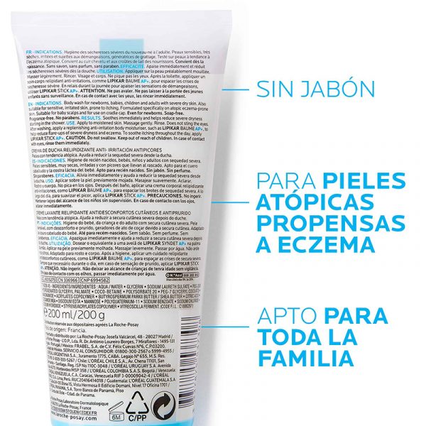 La Roche-Posay Lipikar Syndet AP+ 200ml - Dermaproductos Guatemala