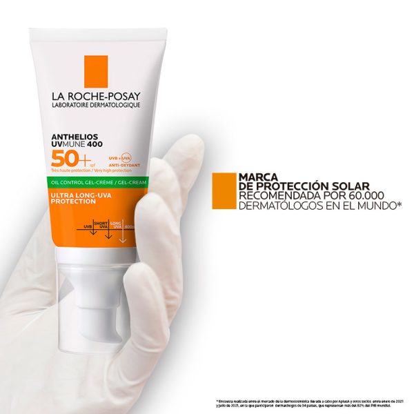 La Roche-Posay Anthelios UVMune Oil Control Gel Protector Solar Facial SPF50+ 50ml - Dermaproductos Guatemala