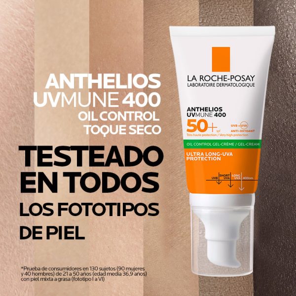 La Roche-Posay Anthelios UVMune Oil Control Gel Protector Solar Facial SPF50+ 50ml - Dermaproductos Guatemala