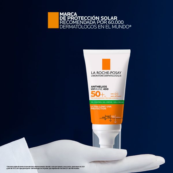 La Roche-Posay Anthelios UVMune Oil Control Gel Protector Solar Facial SPF50+ 50ml - Dermaproductos Guatemala