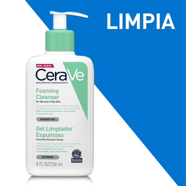 CeraVe Gel Limpiador Espumoso para Piel Normal a Grasa 236ml