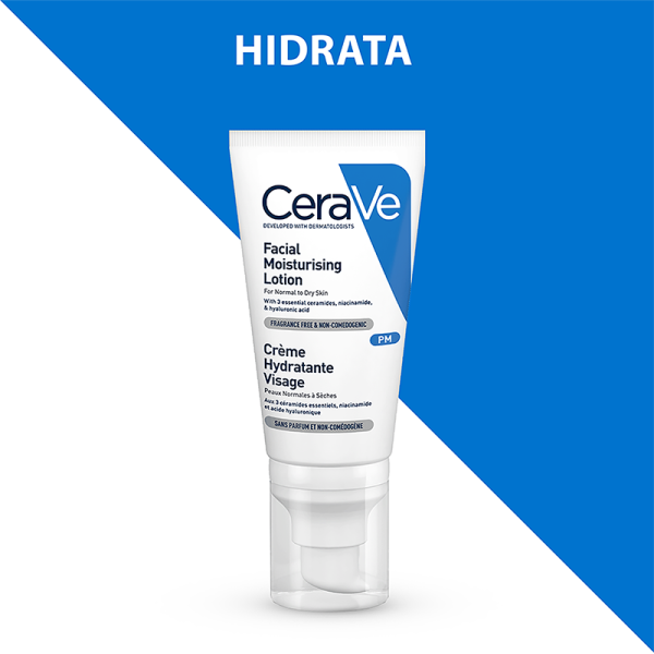 CeraVe Loción Facial Hidratante PM Piel Normal a Seca 52ml