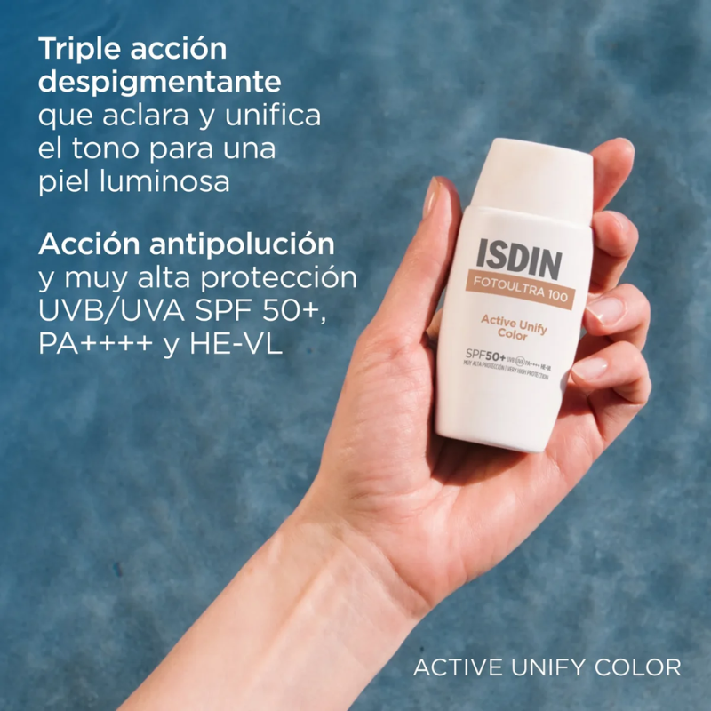 ISDIN FotoUltra 100 Active Unify Color 50ml - Dermaproductos Guatemala