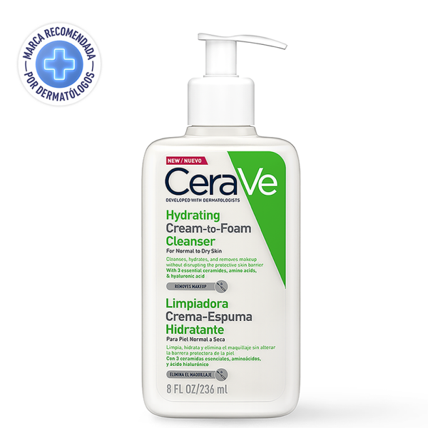 CeraVe Limpiadora Crema-Espuma Hidratante para Piel Normal a Seca 236ml