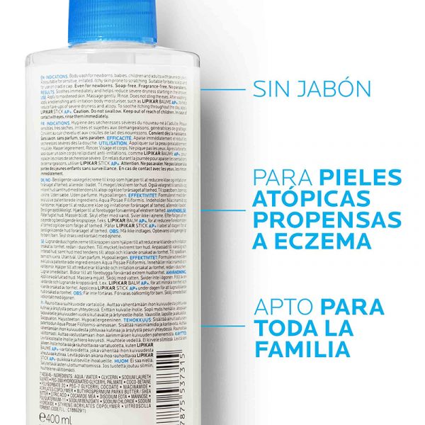 La Roche-Posay Lipikar Syndet AP+ 400ml - Dermaproductos Guatemala