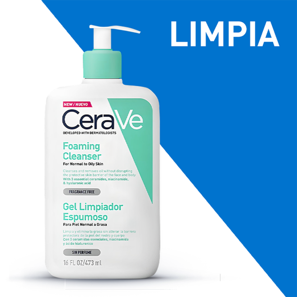 CeraVe Gel Limpiador Espumoso para Piel Normal a Grasa 473ml