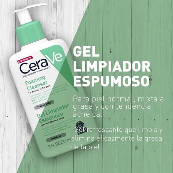 CeraVe Gel Limpiador Espumoso 236ml - Dermaproductos Guatemala