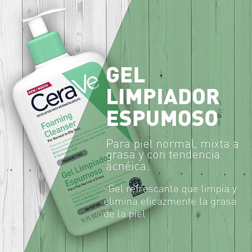 CeraVe Gel Limpiador Espumoso 473ml - Dermaproductos Guatemala