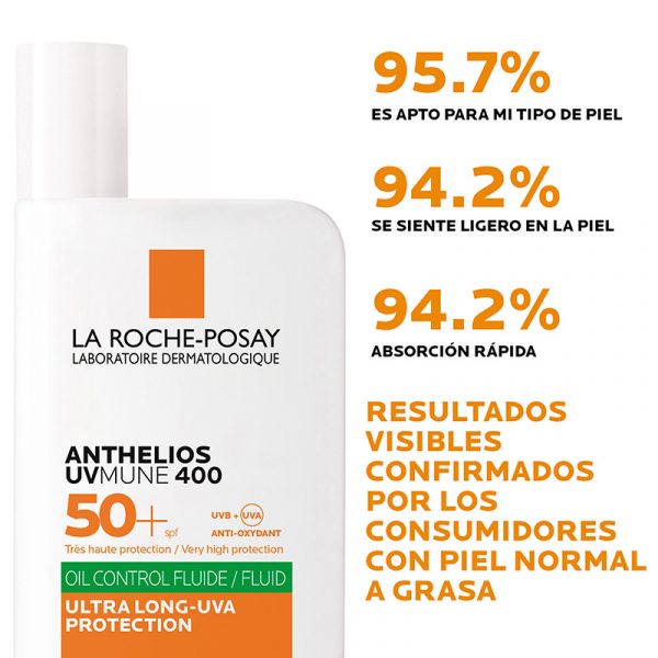 La Roche-Posay Anthelios UVMune400 Oil Control SPF50+ 50ml - Dermaproductos Guatemala