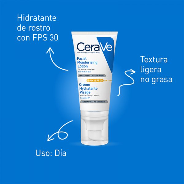 CeraVe Loción Hidratante de Rostro FPS30 52ml - Dermaproductos Guatemala