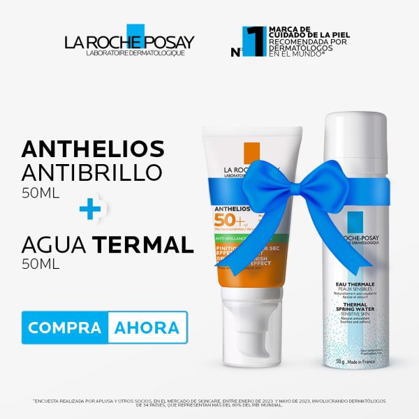 La Roche-Posay Pack Anthelios Antibrillo 50ml + Agua Termal 50ml *PRODUCTO VENCE 11/2025*
