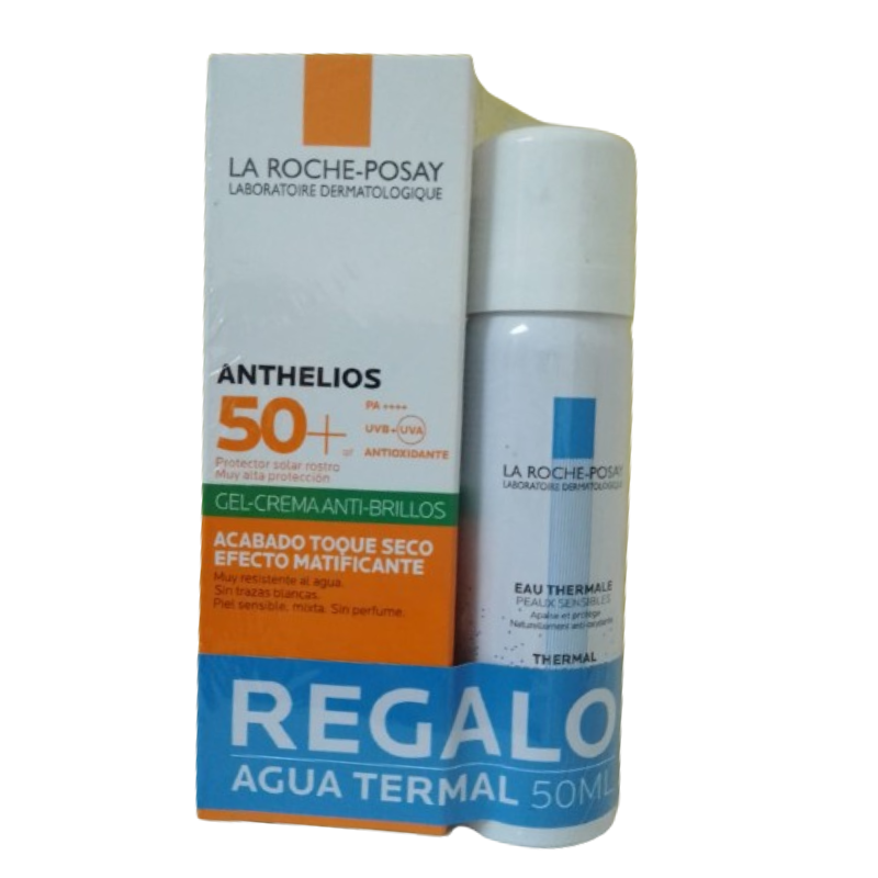 La Roche-Posay Pack Anthelios Antibrillo 50ml + Agua Termal 50ml - Dermaproductos Guatemala