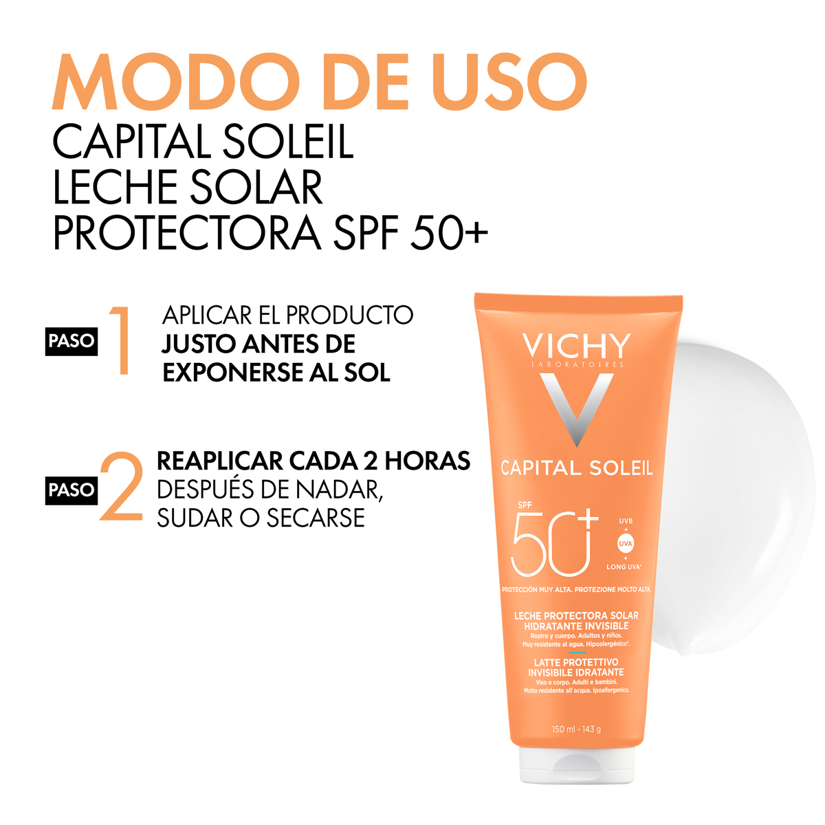 Vichy Capital Soleil Leche Hidratante FPS50 300ml - Dermaproductos Guatemala