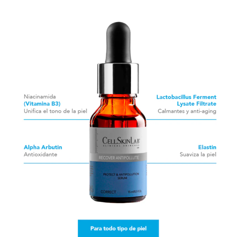 CellSkinLab Recover Antipollute Serum 15ml - Dermaproductos Guatemala