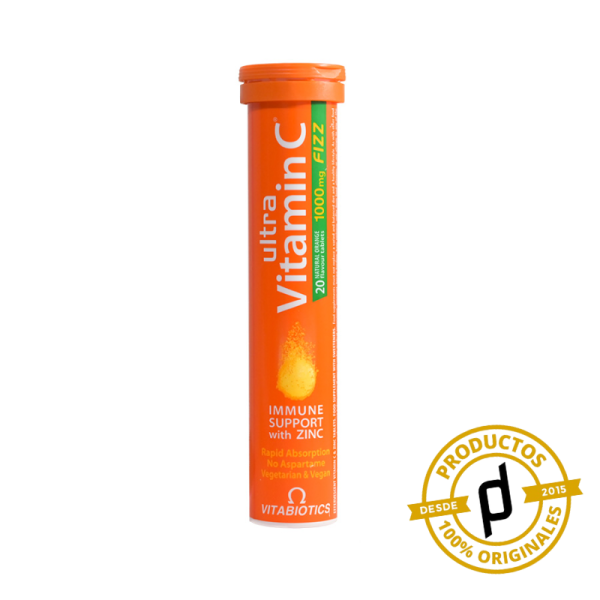 Vitabiotics Ultra Vitamina C Fizz Tableta de 1g. + Zinc 5mg x Tubo de 20 - Dermaproductos Guatemala