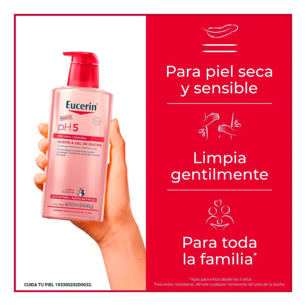 Eucerin pH5 Aceite-Gel De Ducha Para Piel Seca y Sensible 400ml - Dermaproductos Guatemala