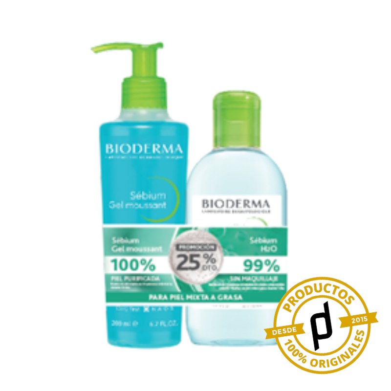 Bioderma PACK Sebium Gel Moussant 200ml + Sebium H2O 250ml - Dermaproductos Guatemala
