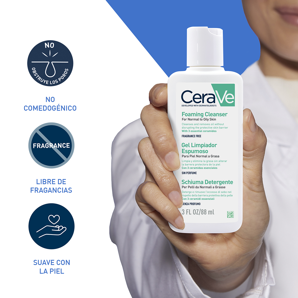 CeraVe Gel Limpiador Espumoso 88ml - Dermaproductos Guatemala