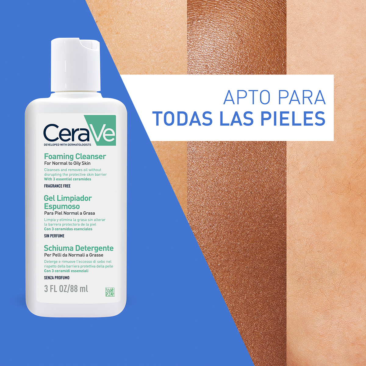 CeraVe Gel Limpiador Espumoso 88ml - Dermaproductos Guatemala