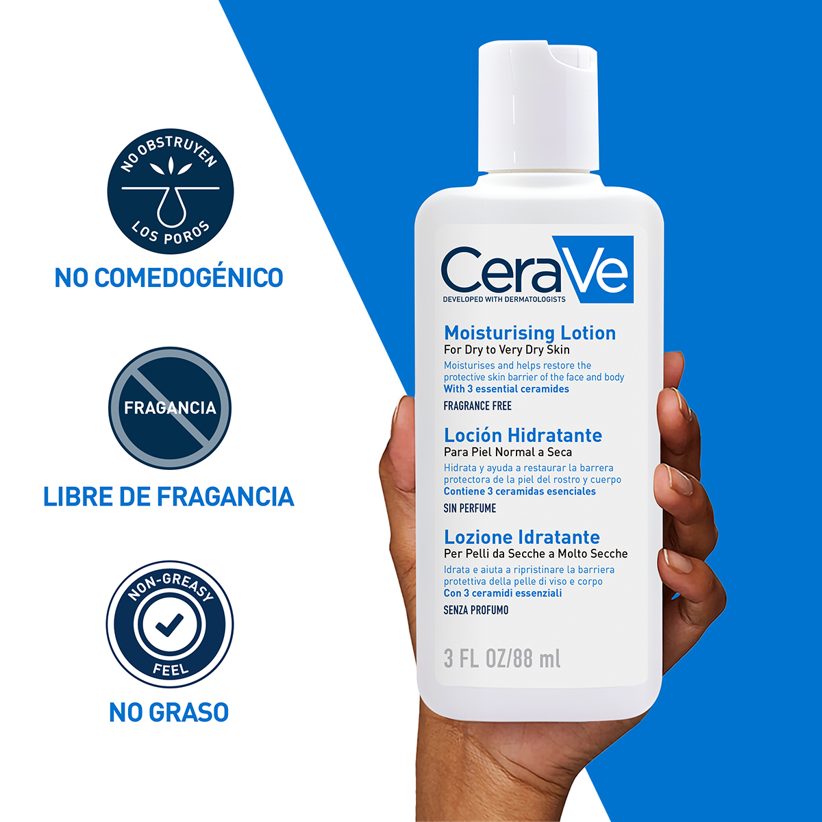 CeraVe Loción Hidratante Piel Normal a Seca 88ml - Dermaproductos Guatemala