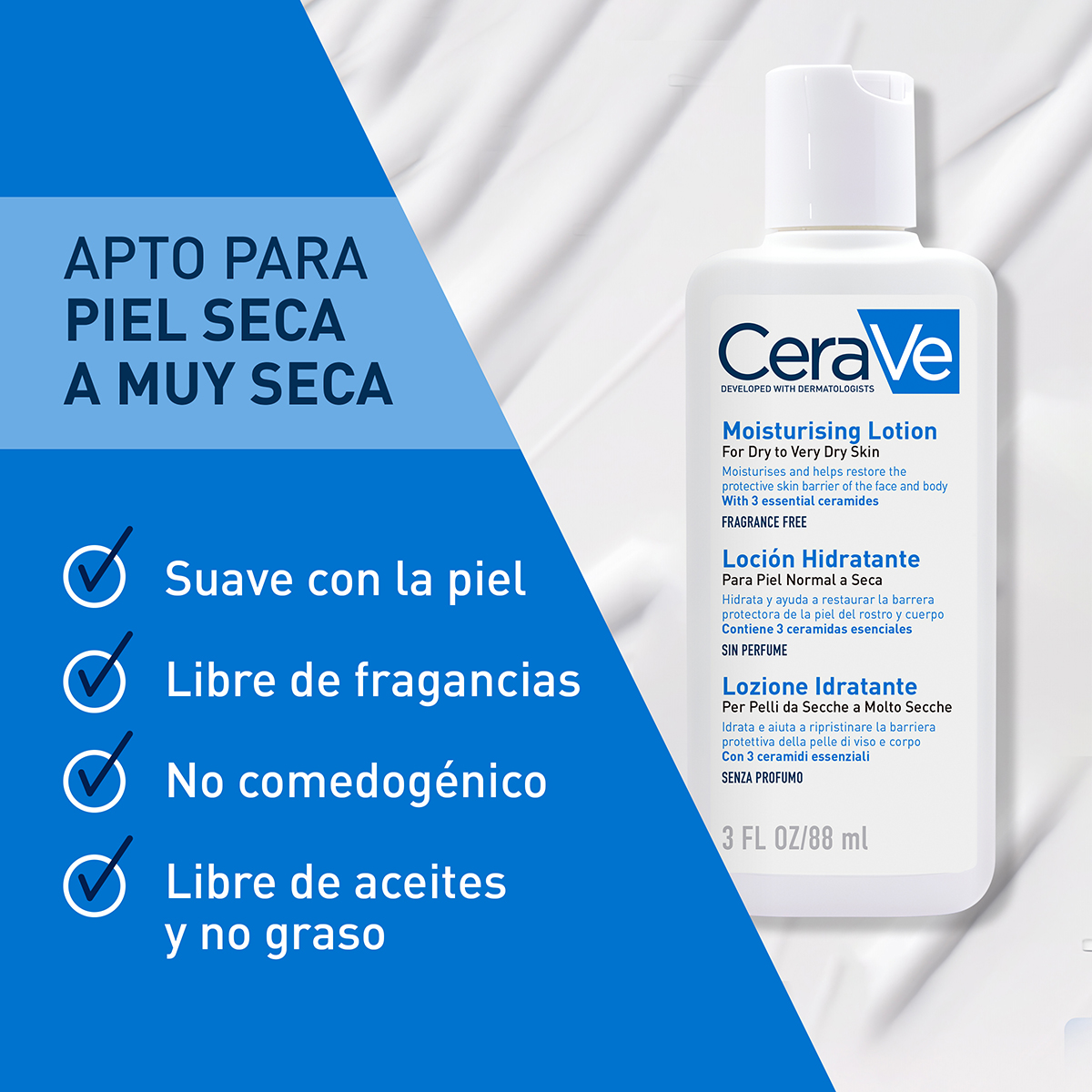 CeraVe Loción Hidratante Piel Normal a Seca 88ml - Dermaproductos Guatemala