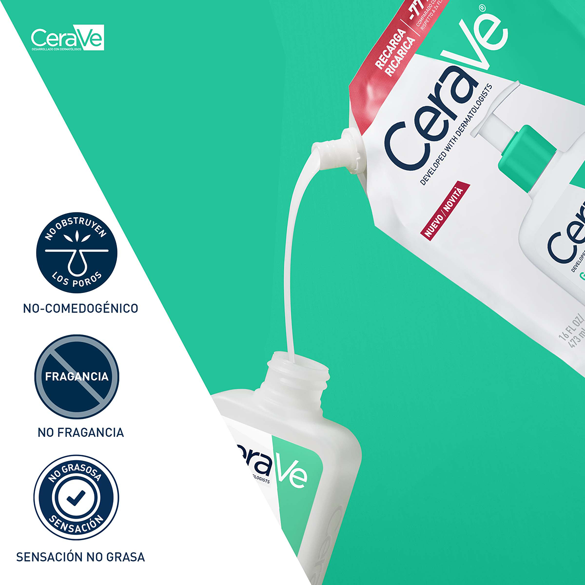 CeraVe Recarga Gel Limpiador Espumoso 473ml - Dermaproductos Guatemala