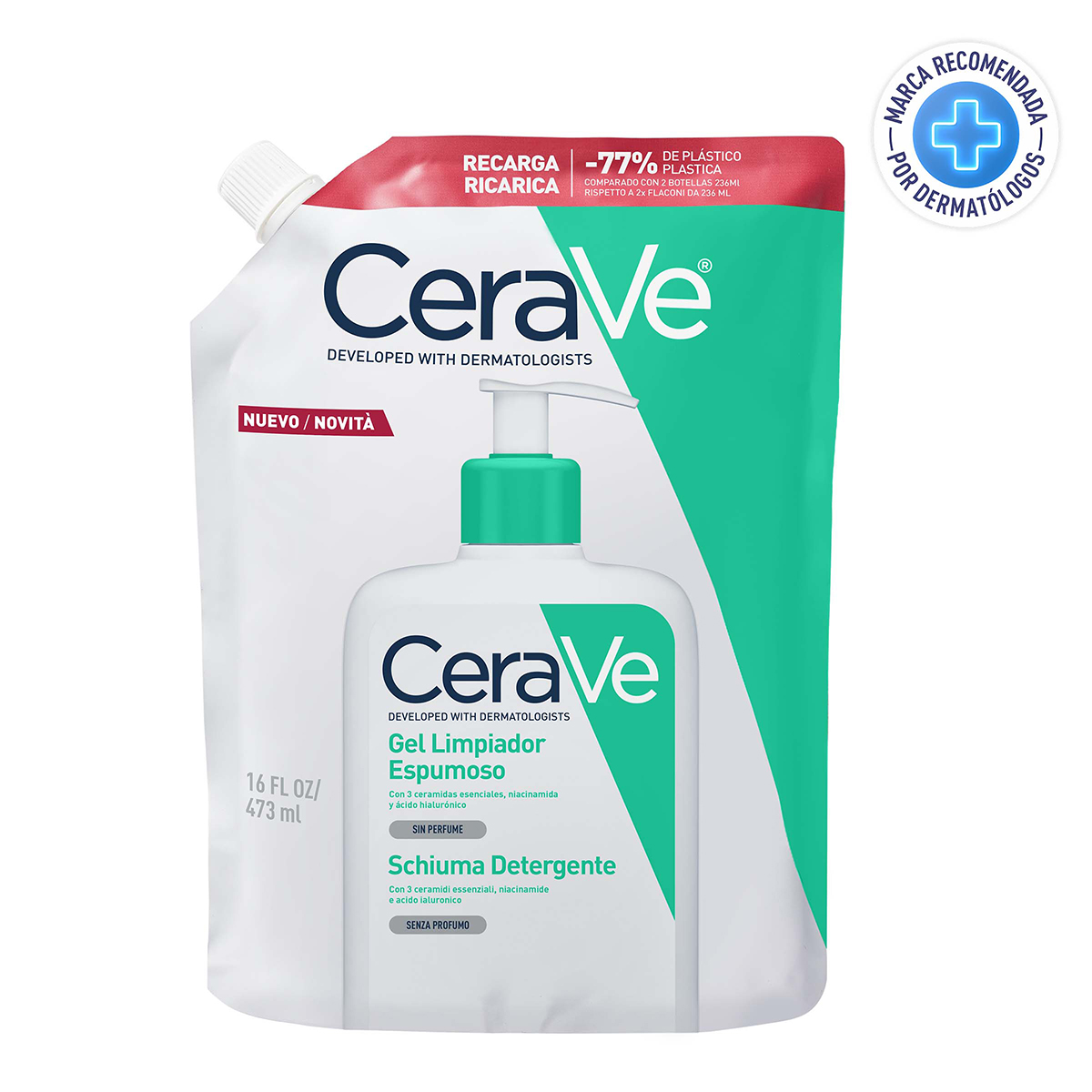 CeraVe Recarga Gel Limpiador Espumoso 473ml - Dermaproductos Guatemala