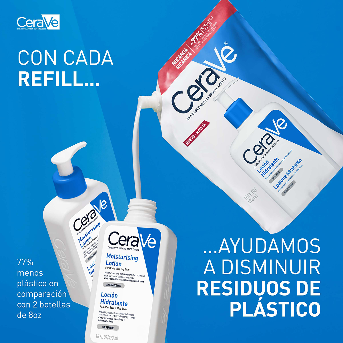 CeraVe Recarga Loción Hidratante Piel Normal a Seca 473ml - Dermaproductos Guatemala