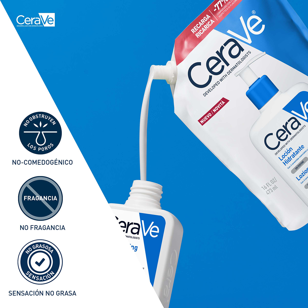 CeraVe Recarga Loción Hidratante Piel Normal a Seca 473ml - Dermaproductos Guatemala