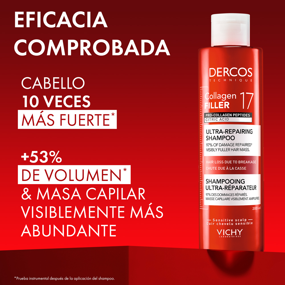 Vichy Dercos Collagen 17 Filler Shampoo 200ml - Dermaproductos Guatemala