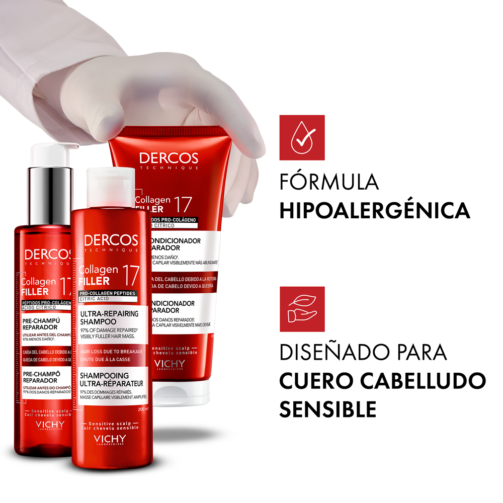 Vichy Dercos Collagen 17 Filler Shampoo 200ml - Dermaproductos Guatemala