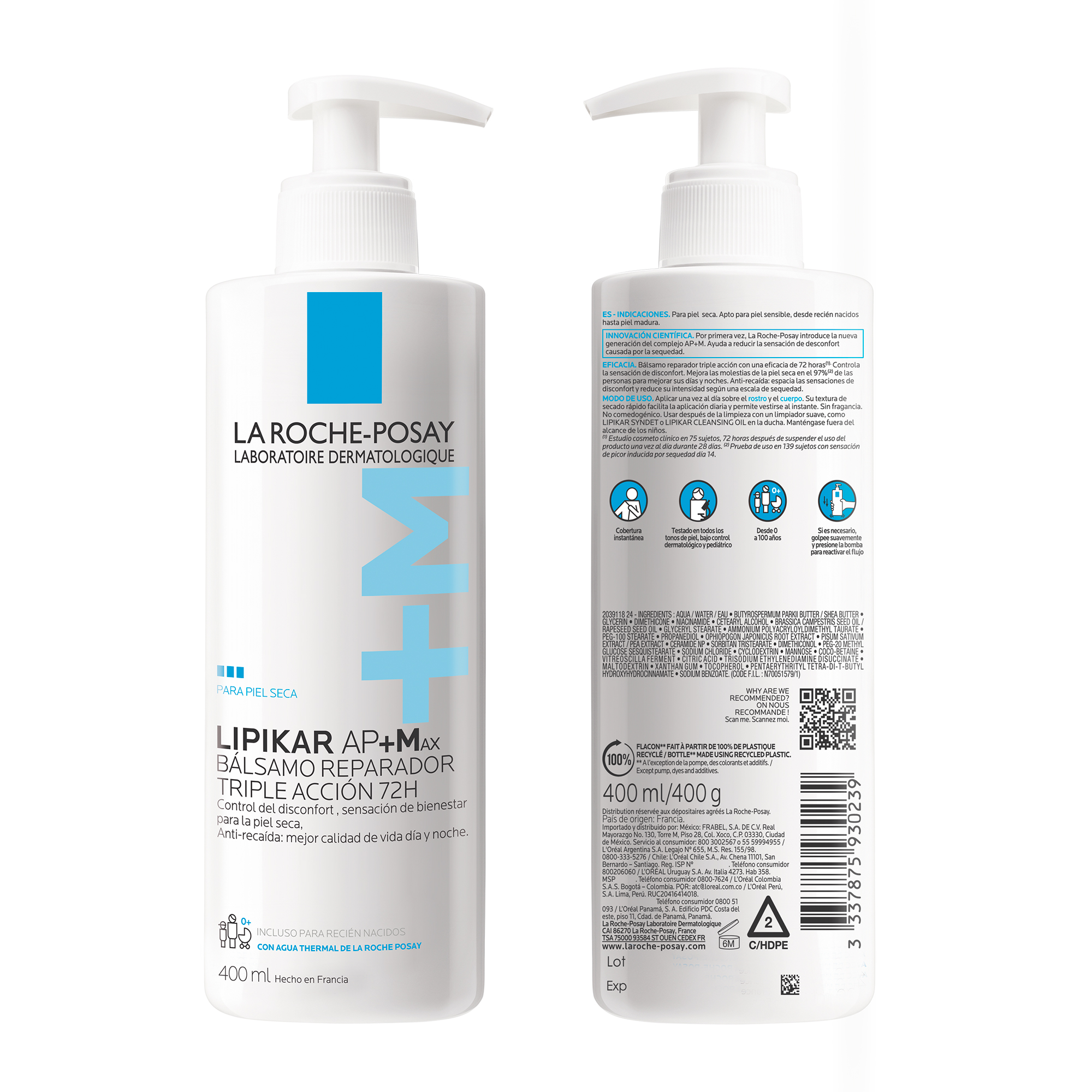 La Roche-Posay Lipikar AP+Max Bálsamo Reparador Triple Acción 72H 400ml - Dermaproductos Guatemala