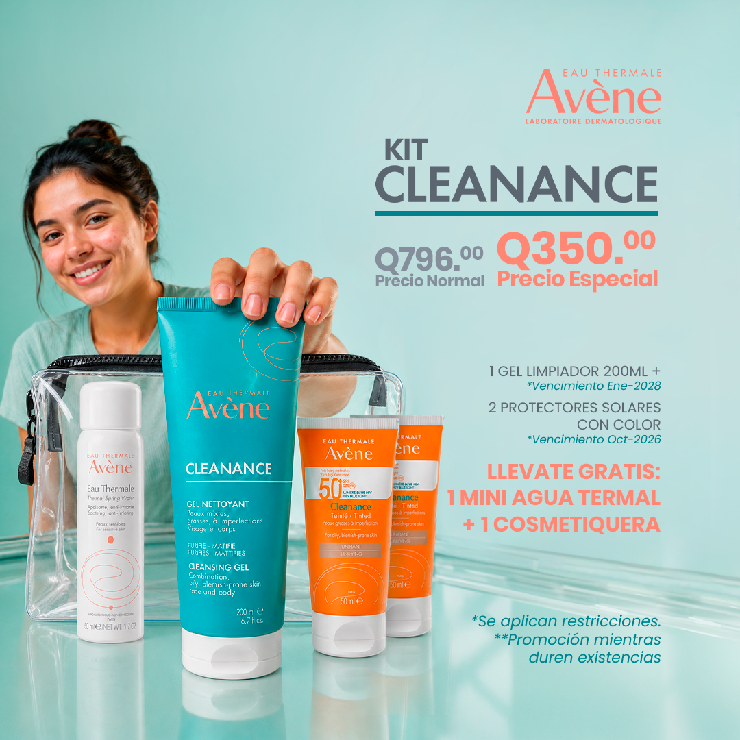 Kit Avene Piel Grasa - Limpieza + Protección Solar Con Color