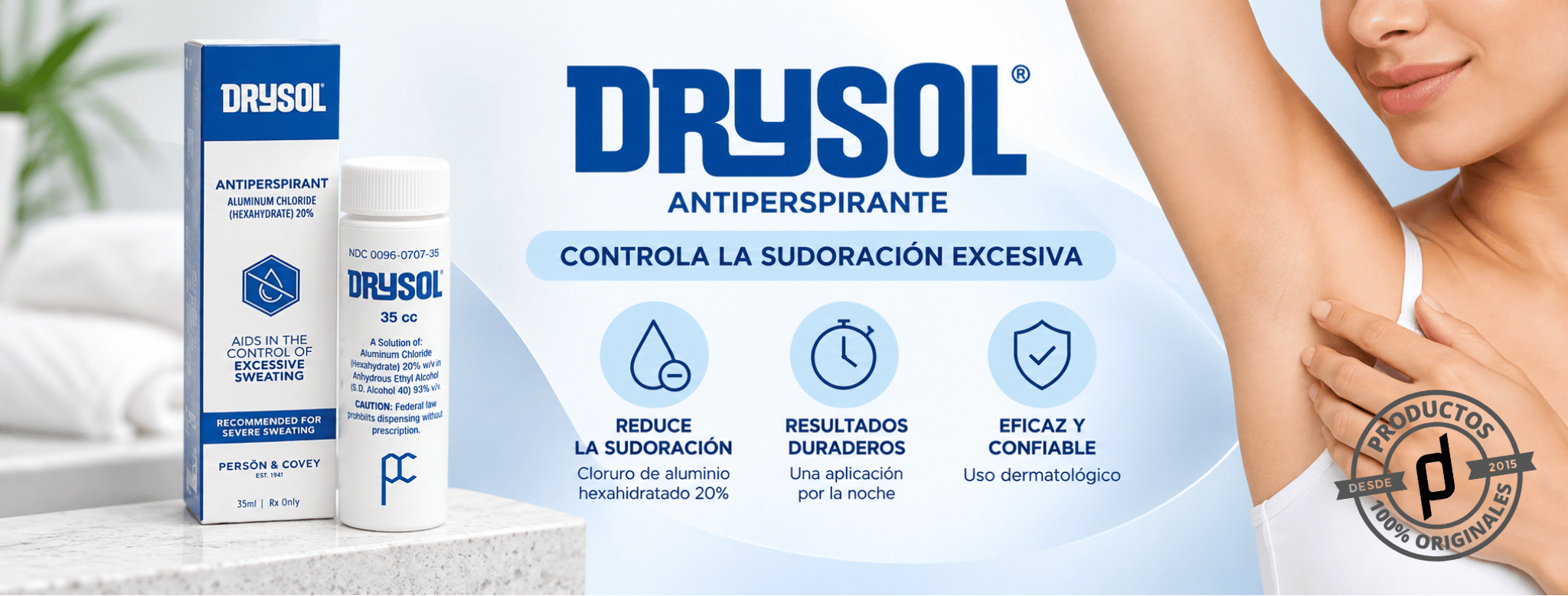 Banner Persōn and Covey Drysol Antitranspirante 35ml - Dermaproductos Guatemala