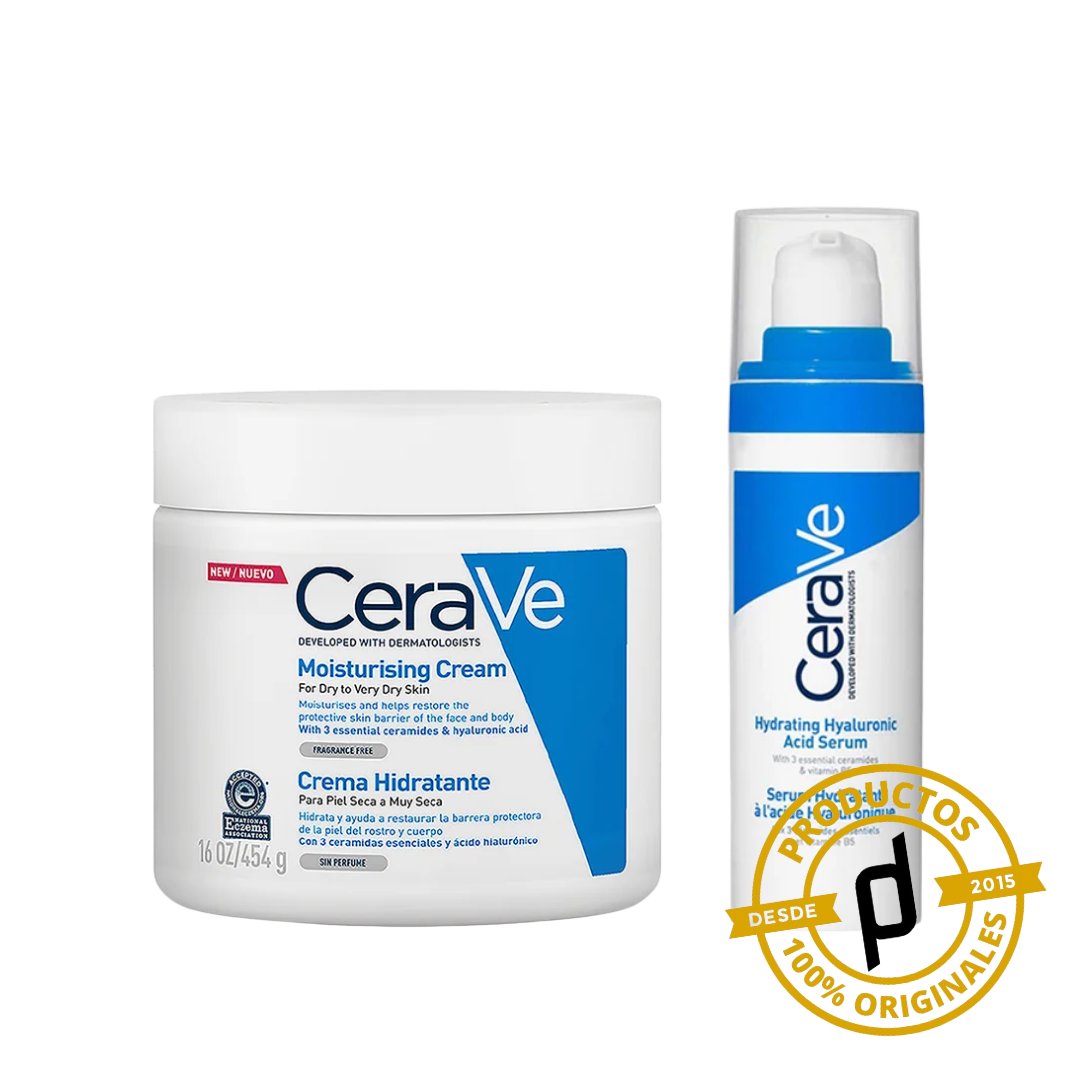CeraVe Kit Crema Hidratante 473ml + Serum Ácido Hialurónico 40ml ¡GRATIS! - Dermaproductos Guatemala
